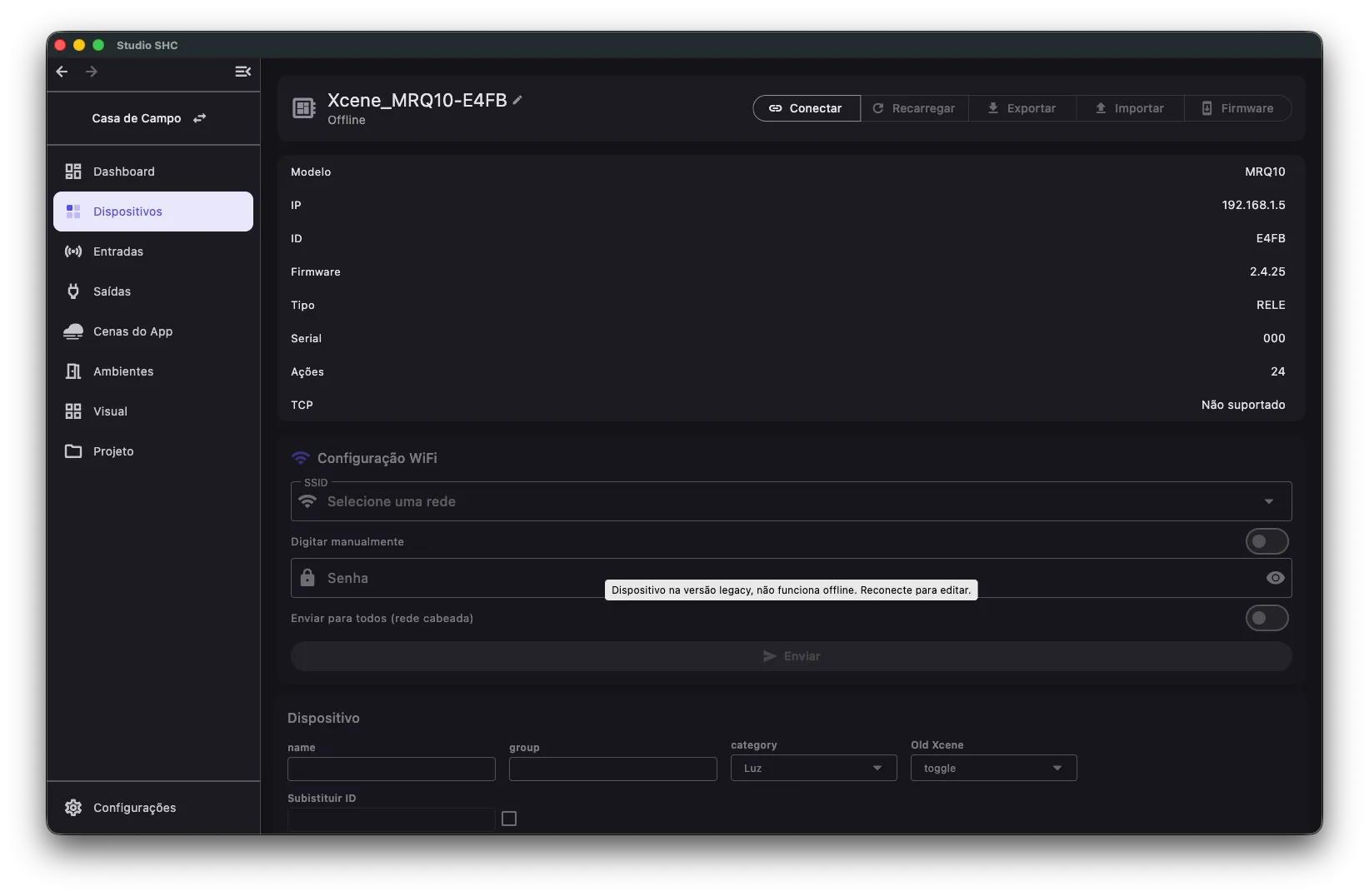 Blocos de configuração bloqueados