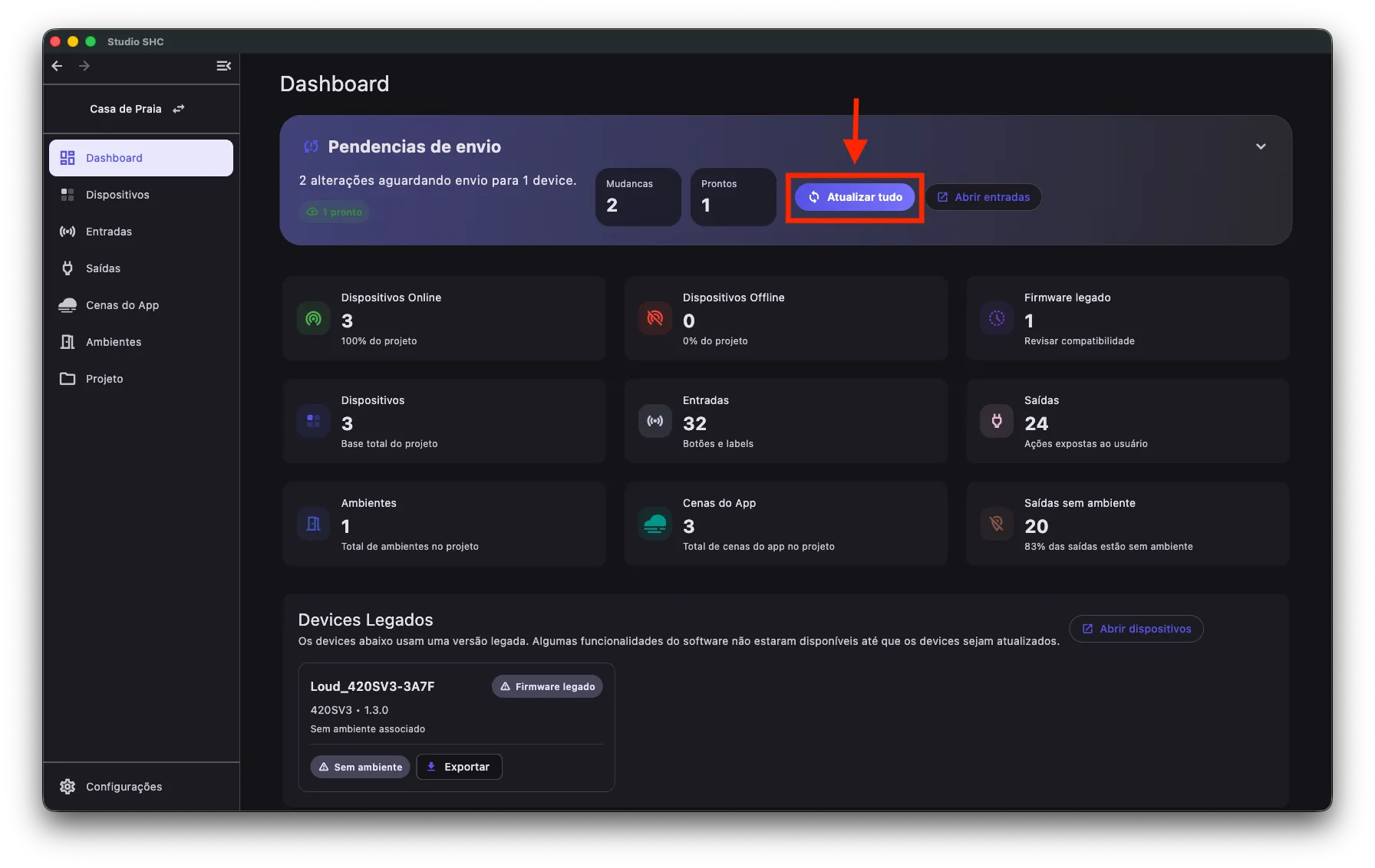 Botão Atualizar tudo