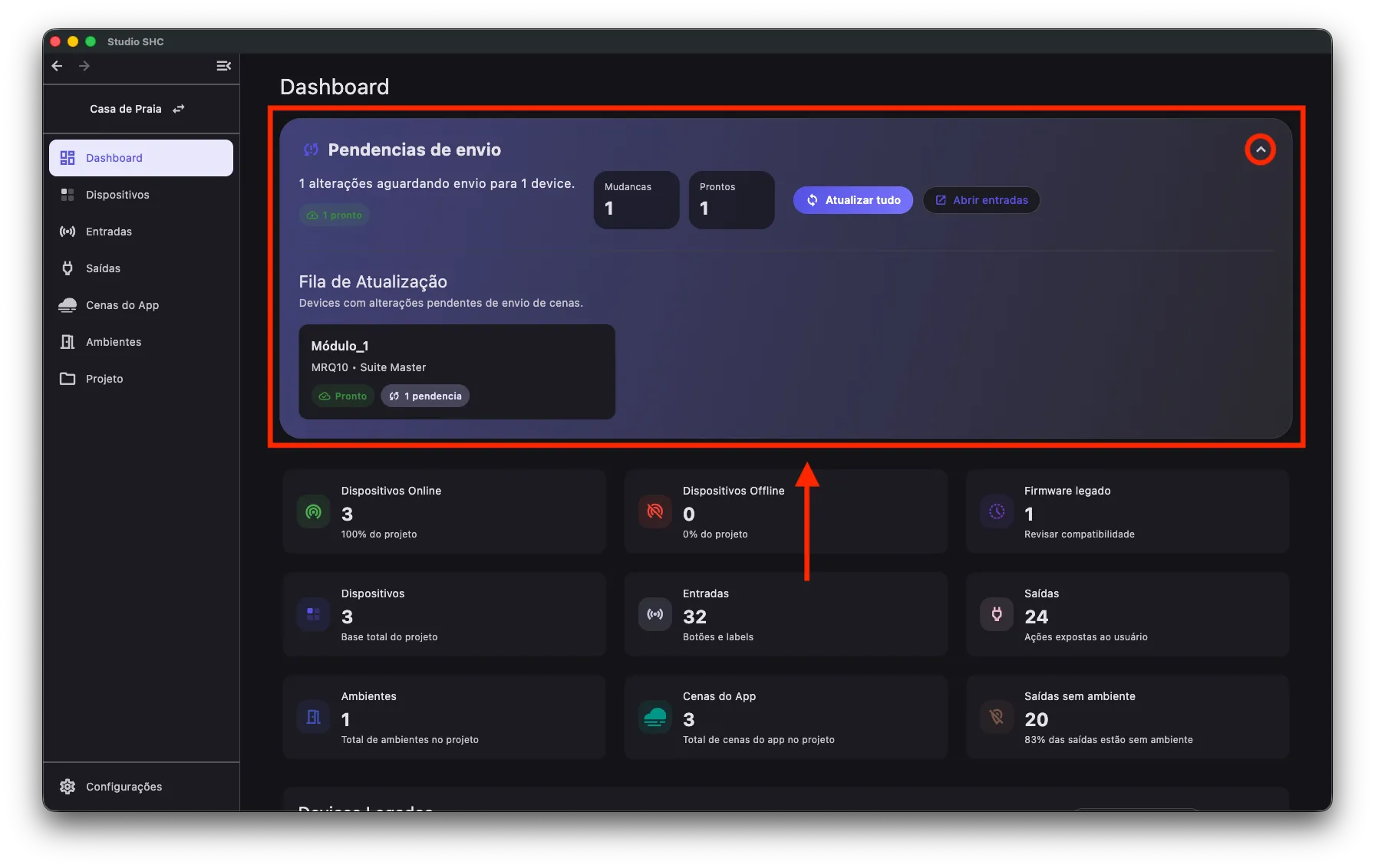Card de pendências expandido