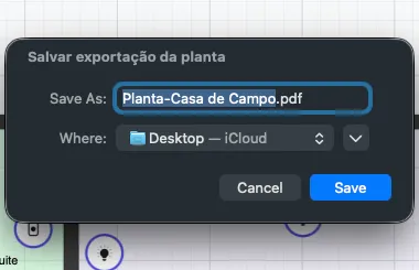 Janela do sistema para salvar a exportação