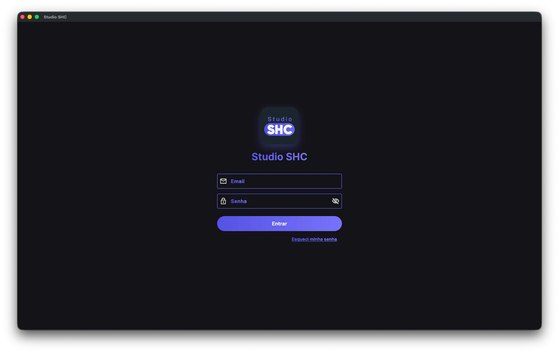 Tela de login com os campos E-mail e Senha e o botão Entrar