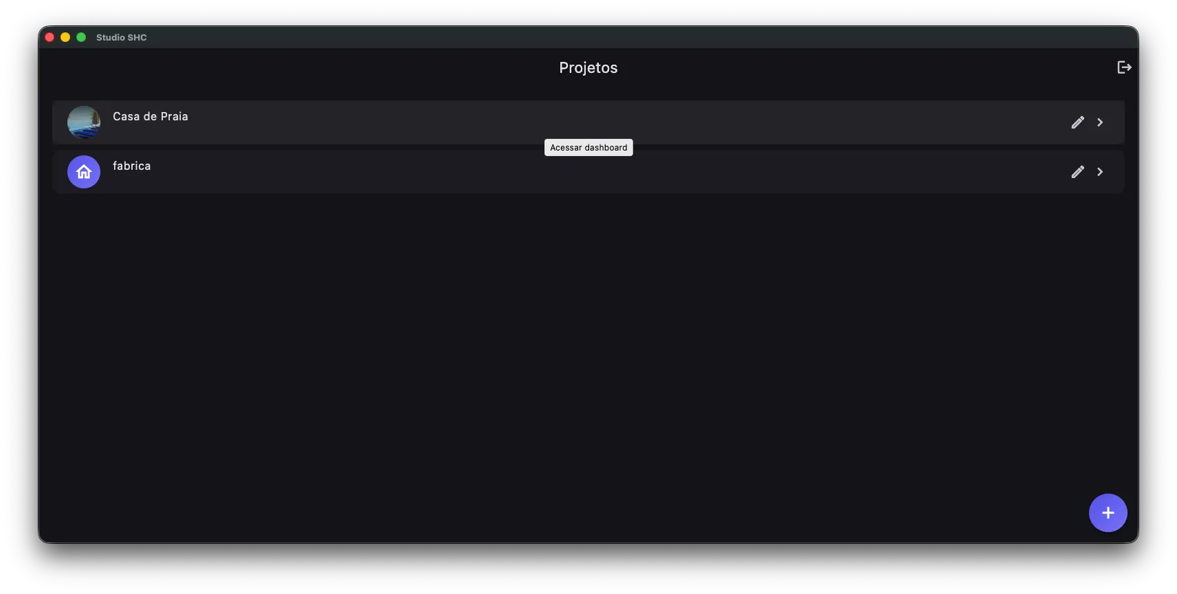 Card de projeto na lista, indicando onde clicar para abrir o projeto