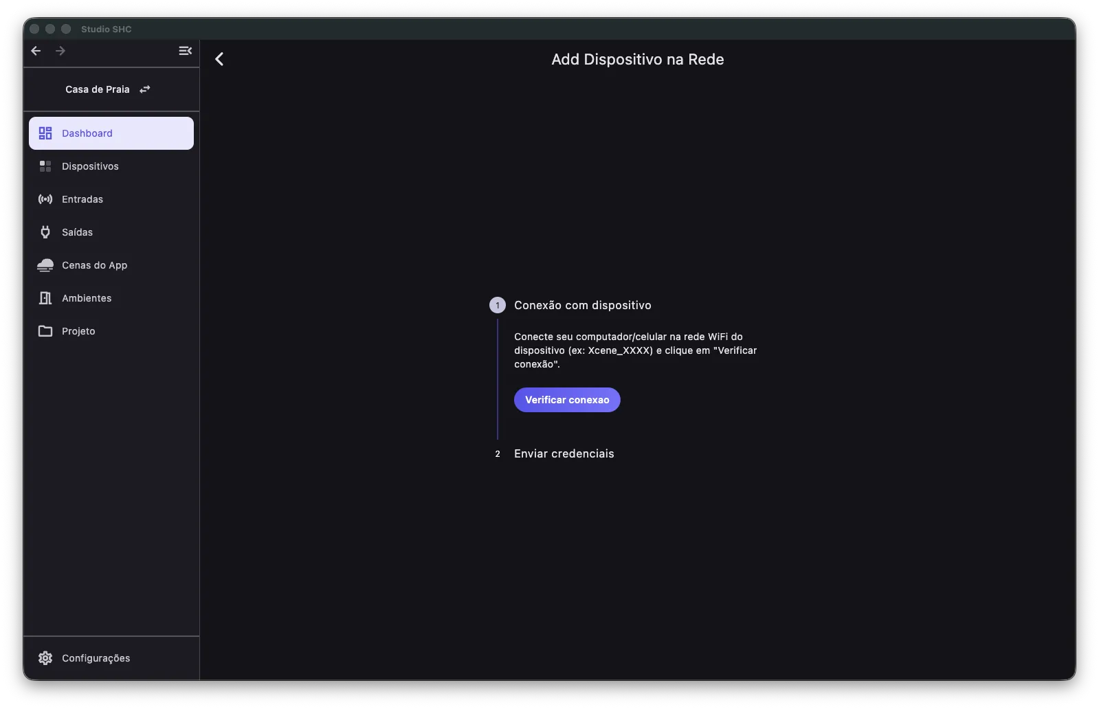Botão Verificar conexão no início do Setup Wi-Fi